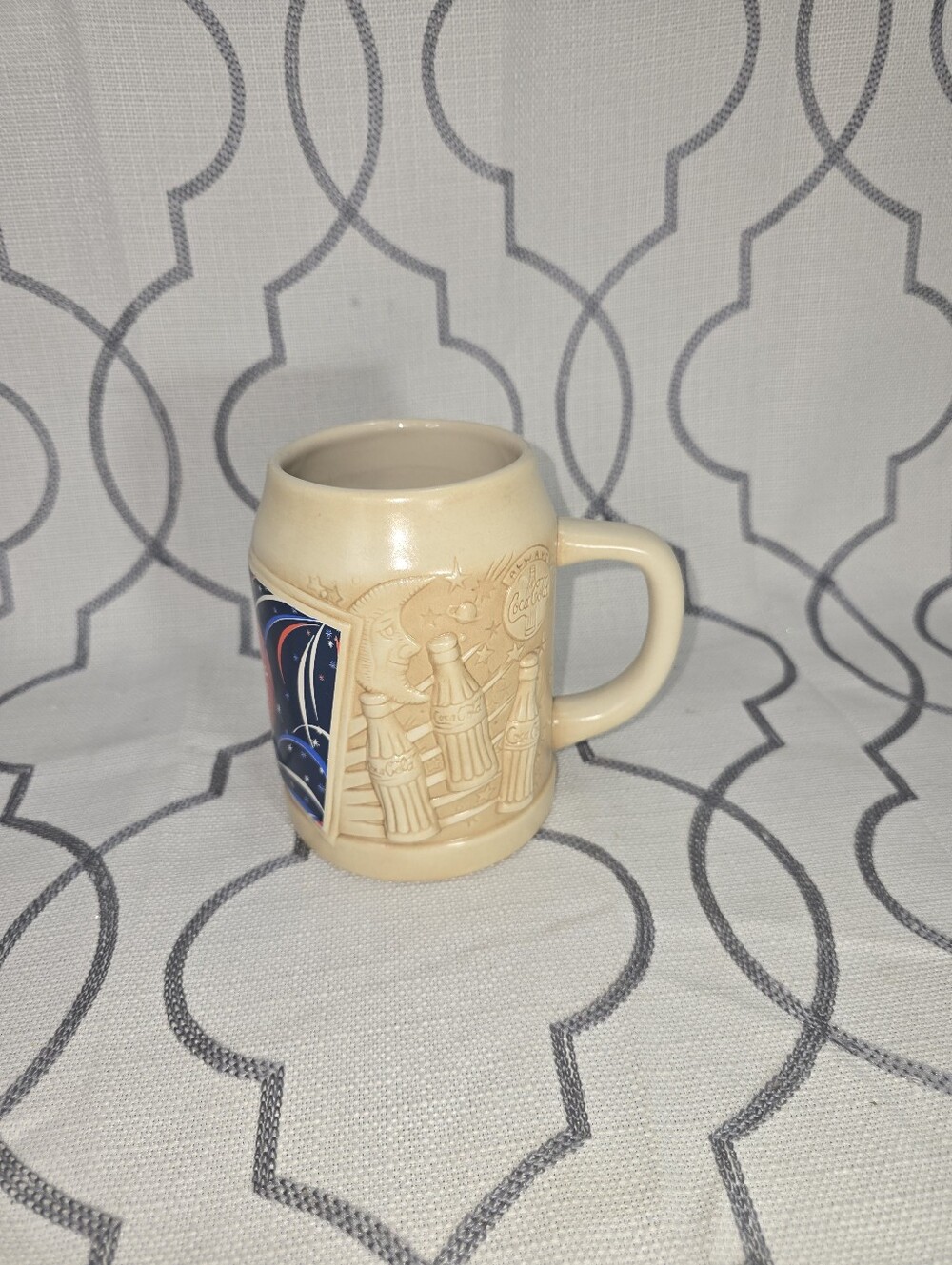 Vintage 1995 Coca-Cola Embossed Mug 20oz Made in Thailand Relief 5.5" H